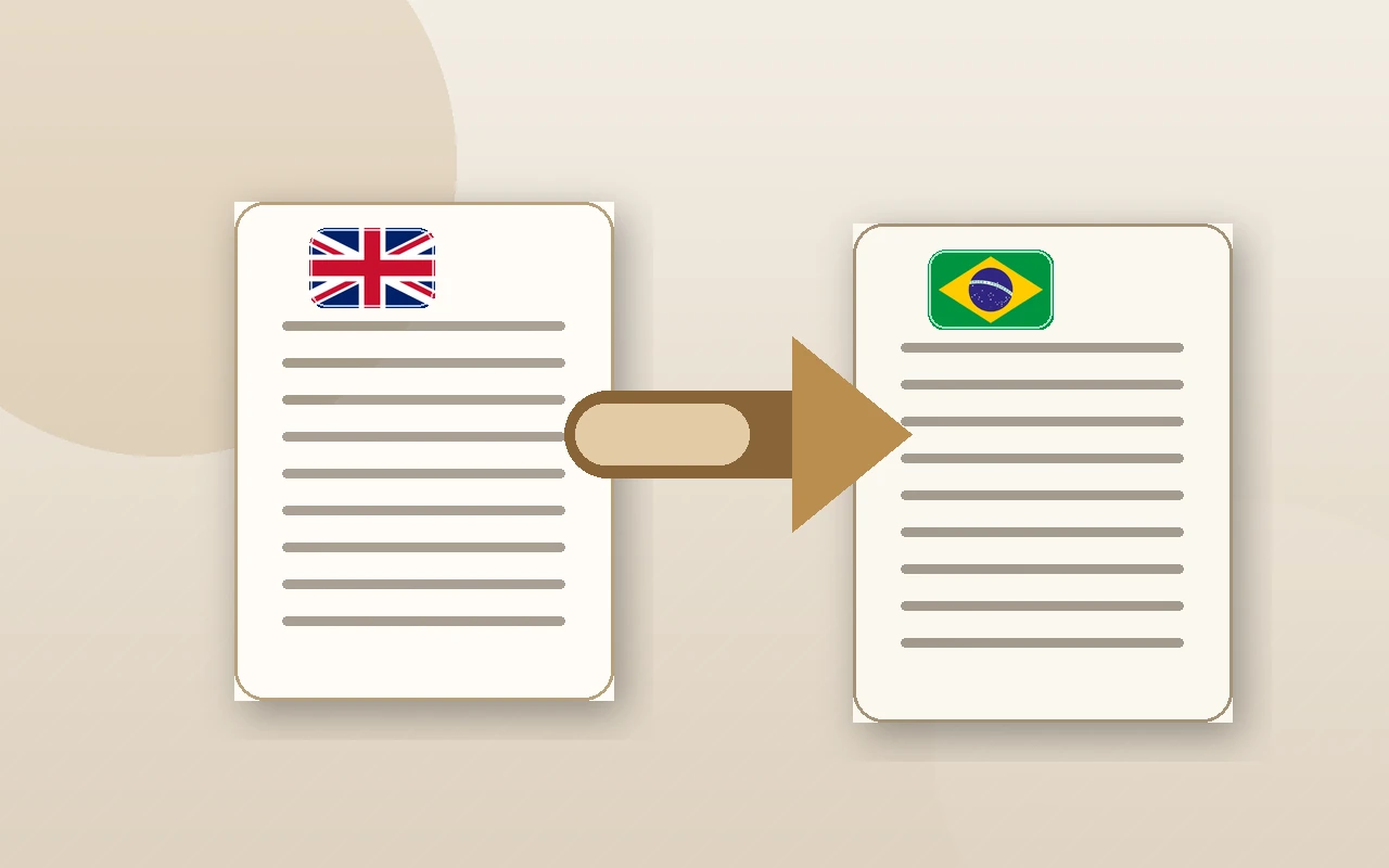English to Portuguese document translation illustration for certified translation service